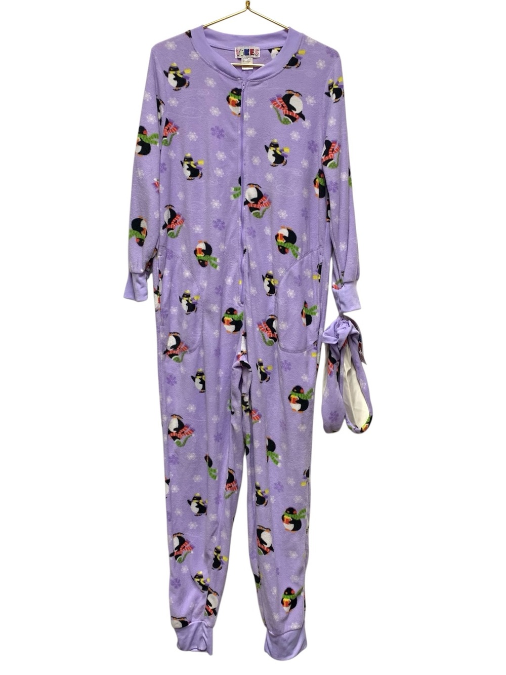 Yikes One-Piece Penguin Footed Pajamas Size S Adult Removable Booties Footie PJs